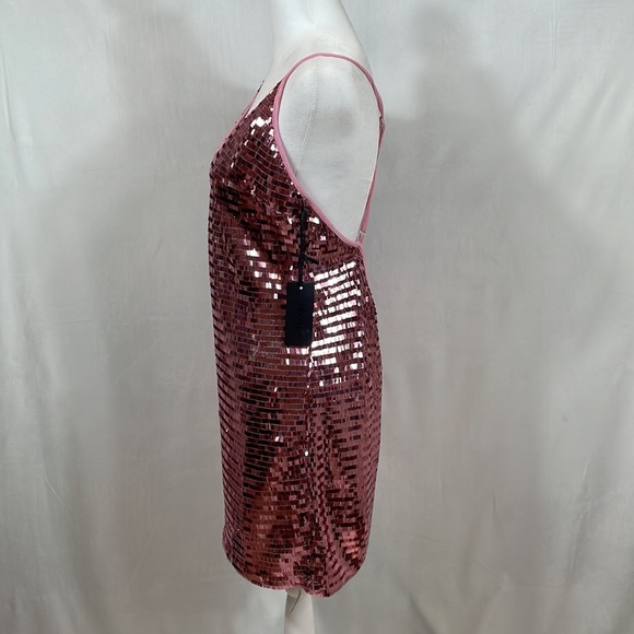 H:ours Amias Dress Size M NWT Pink Sequins Sparkle - Picture 2 of 16